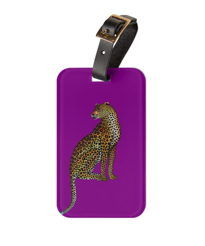 Leopard Luggage Tag - Dark Magenta