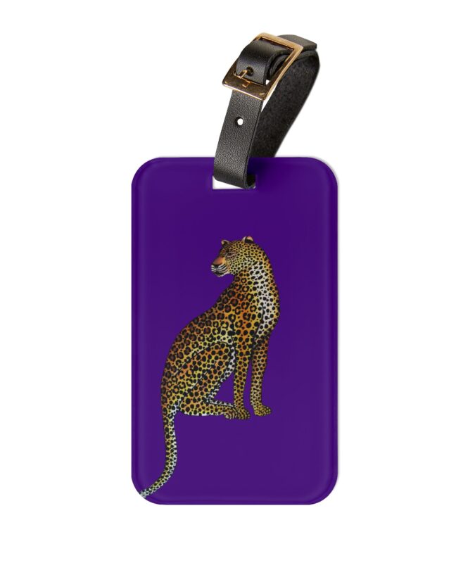 Leopard Luggage Tag - Indigo