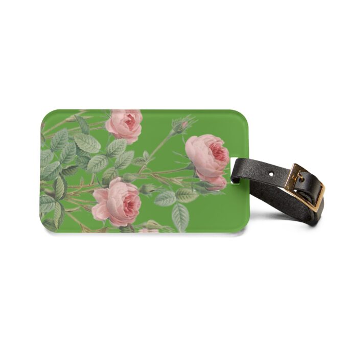 Pink Roses Luggage Tag - Green - Image 2