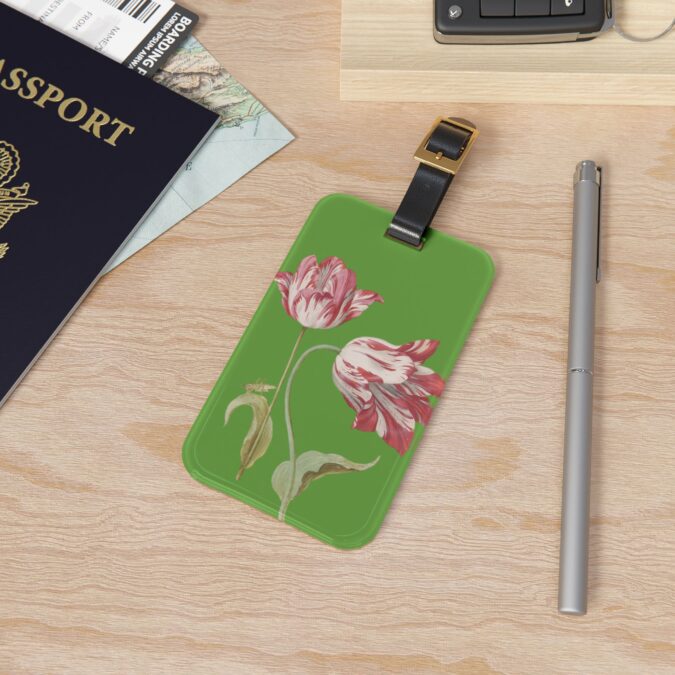 Two Tulips Luggage Tag - Green - Image 4