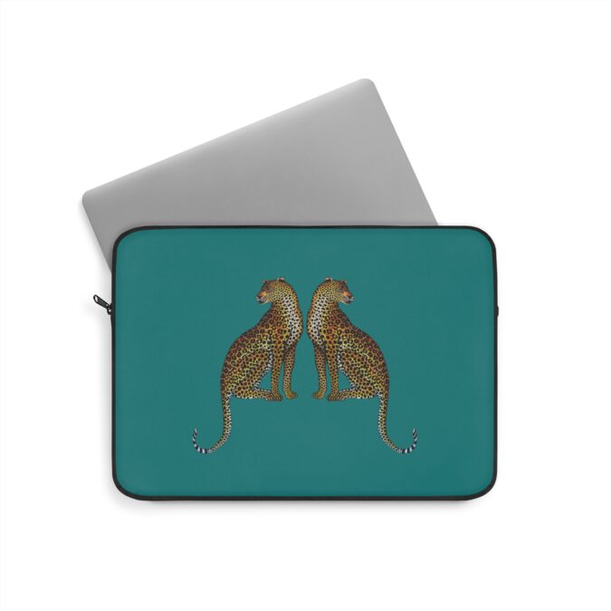 Leopard Laptop Sleeve - Teal - Image 5