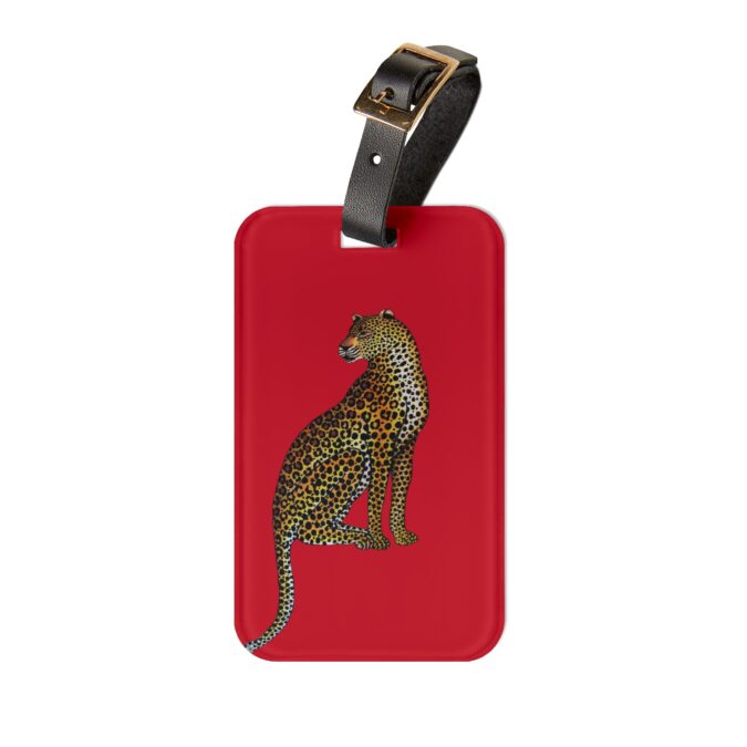 Leopard Luggage Tag - Red