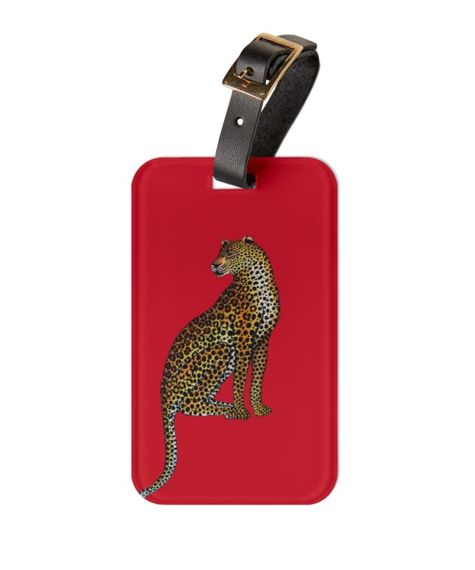Leopard Luggage Tag - Red