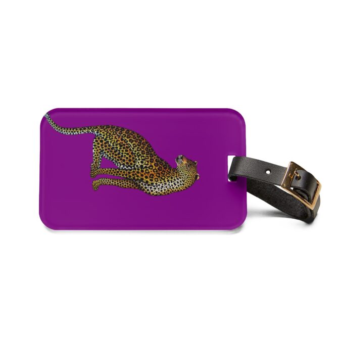 Leopard Luggage Tag - Dark Magenta - Image 2