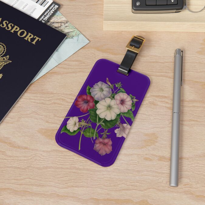 Petunias Luggage Tag - Indigo - Image 4