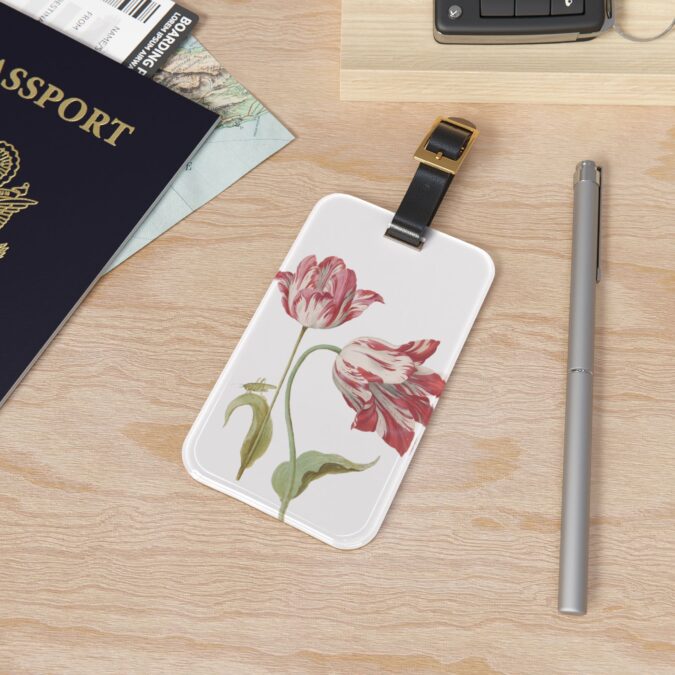 Two Tulips Luggage Tag - White - Image 4