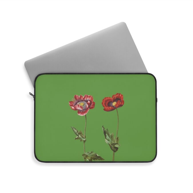Poppies Laptop Sleeve - Green - Image 8