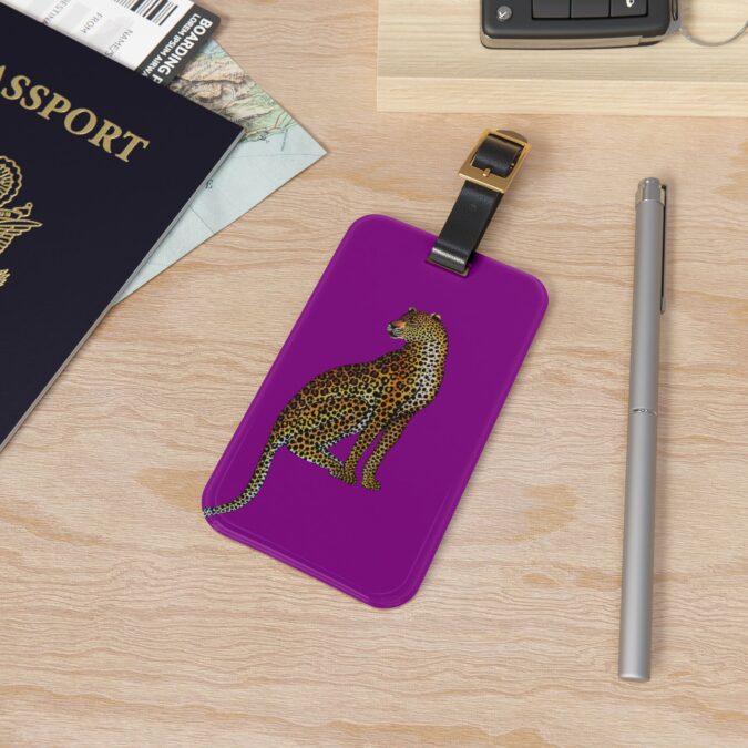 Leopard Luggage Tag - Dark Magenta - Image 4