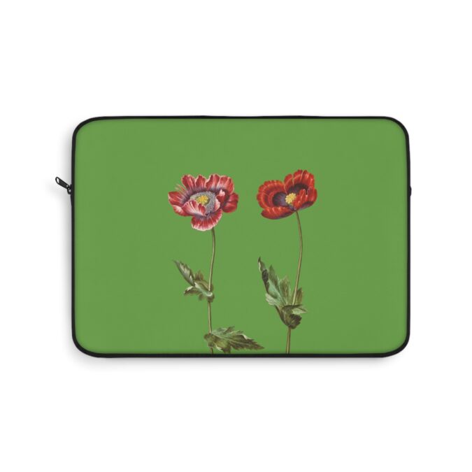 Poppies Laptop Sleeve - Green - Image 4