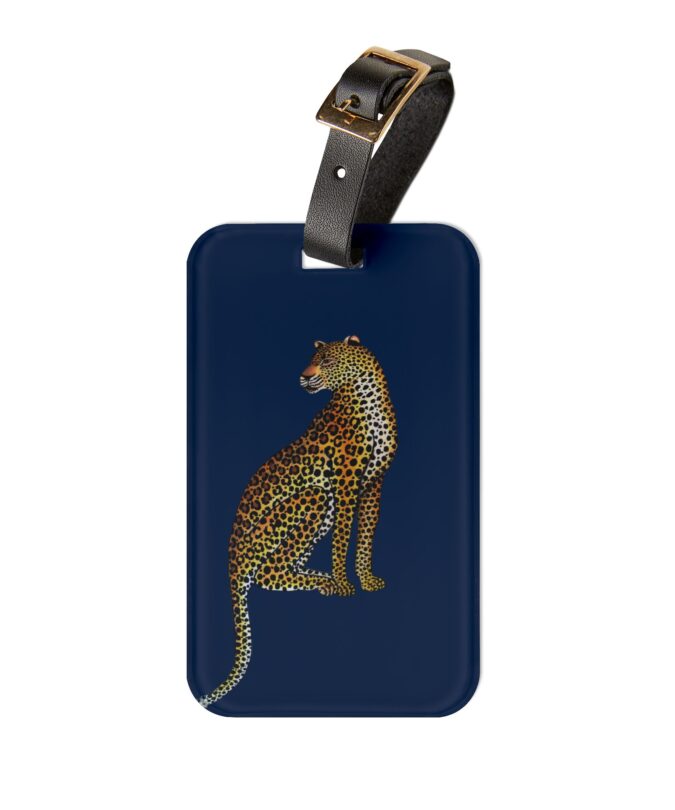 Leopard Luggage Tag - Navy