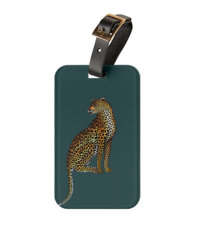 Leopard Luggage Tag - Dark Slate