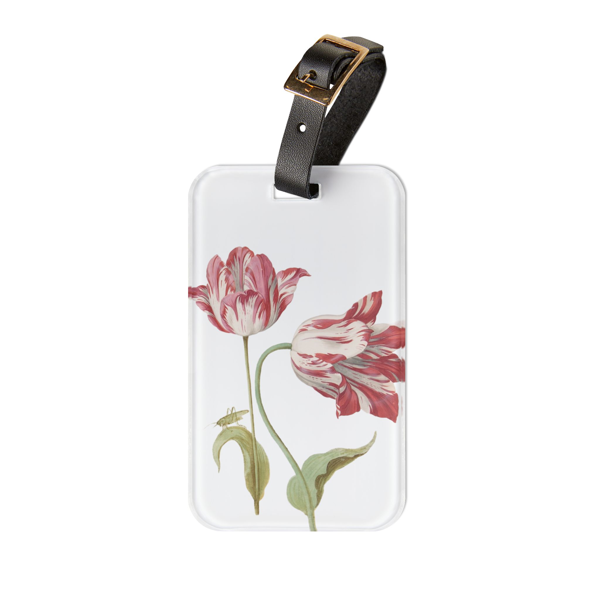 Two Tulips Luggage Tag - White