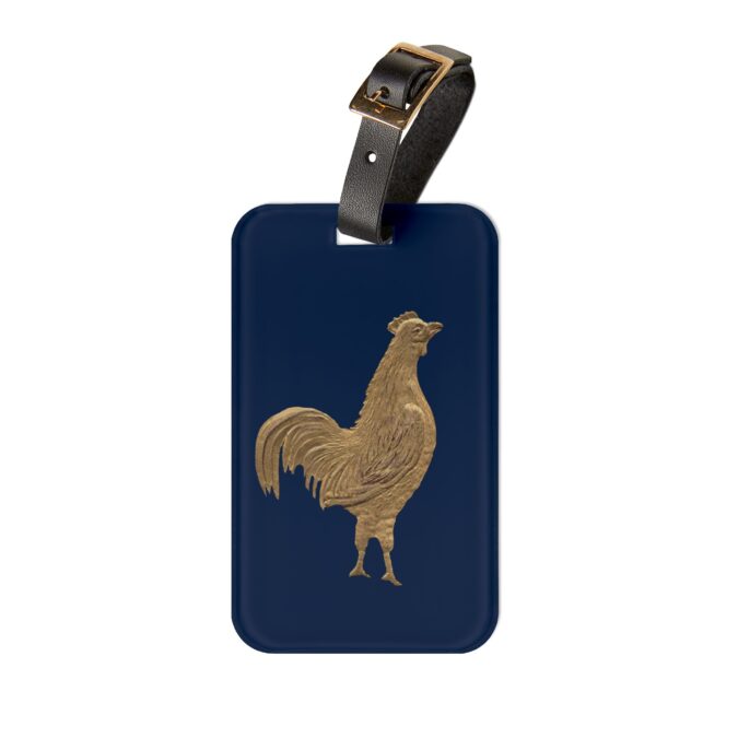 Gold Rooster Luggage Tag - Navy