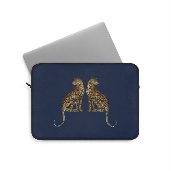 Leopard Laptop Sleeve - Navy - Image 5