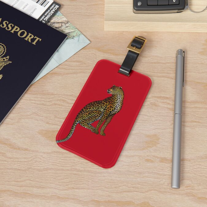 Leopard Luggage Tag - Red - Image 4