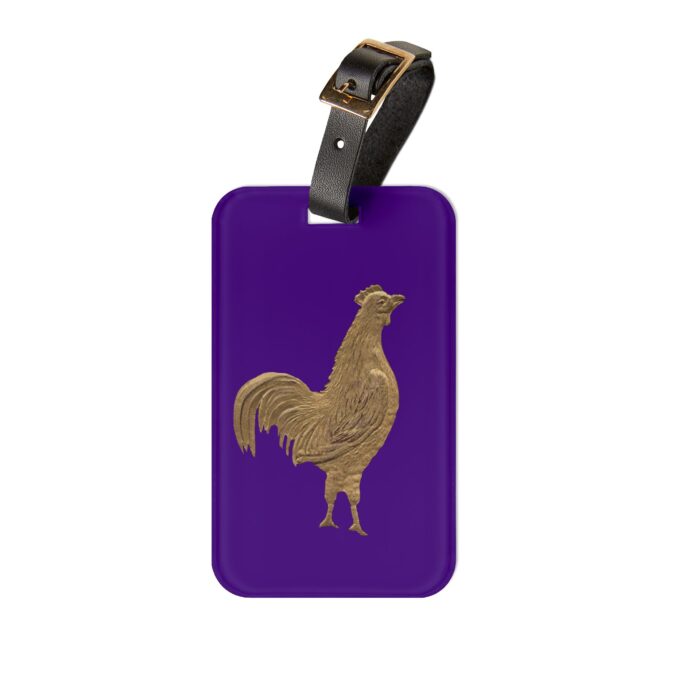 Gold Rooster Luggage Tag - Indigo