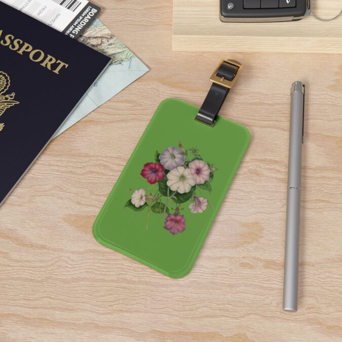 Petunias Luggage Tag - Green - Image 4