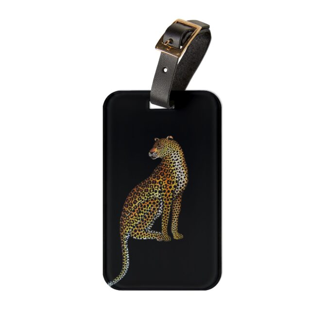 Leopard Luggage Tag - Black