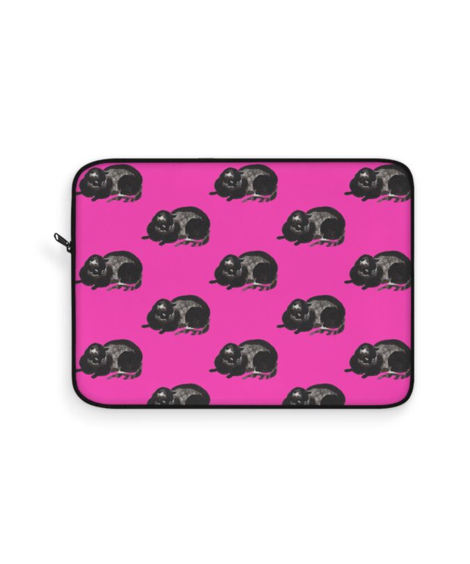 Black Cat Laptop Sleeve - Bright Magenta