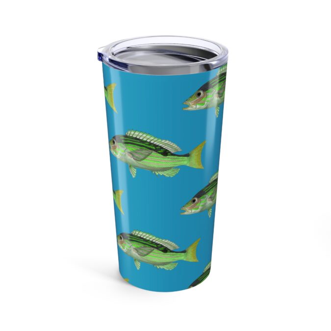 Patterned Prion Tumbler - Lime Green on Turquoise - Image 4