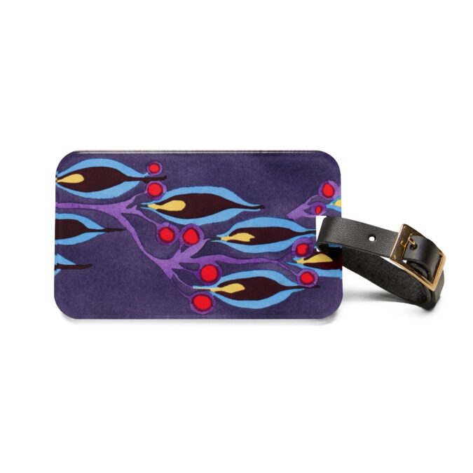 Blue Leaf Abstract Luggage Tag - Image 2