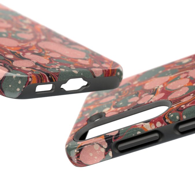 Marbled Paper Phone Case - Pale Pink & Moss Green - Image 87