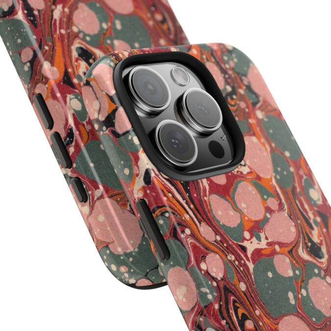 Marbled Paper Phone Case - Pale Pink & Moss Green - Image 70