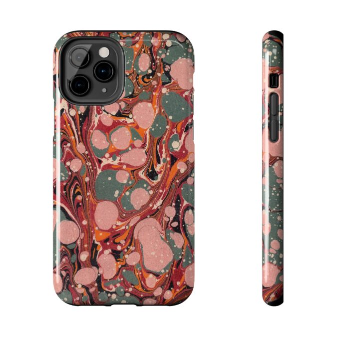 Marbled Paper Phone Case - Pale Pink & Moss Green - Image 5