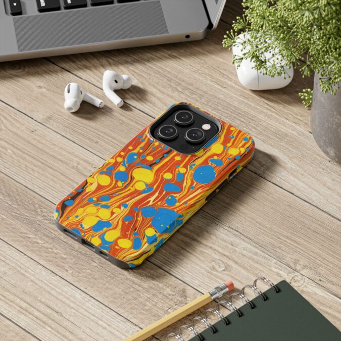 Marbled Phone Case - Orange, Yellow & Blue - Image 48