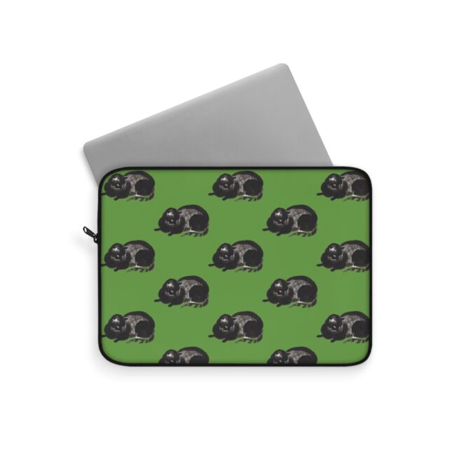 Black Cat Laptop Sleeve - Green - Image 2
