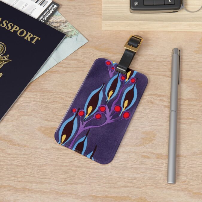 Blue Leaf Abstract Luggage Tag - Image 4