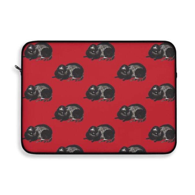 Black Cat Laptop Sleeve - Red - Image 7