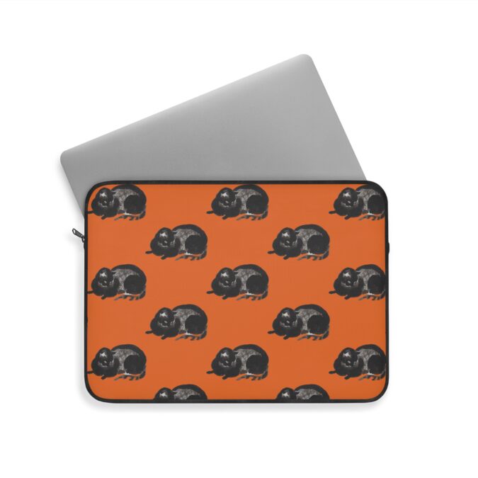 Black Cat Laptop Sleeve - Orange - Image 8