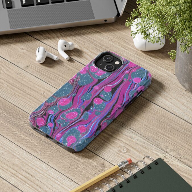 Marbled Phone Case - Fuchsia & Dusty Blue - Image 52