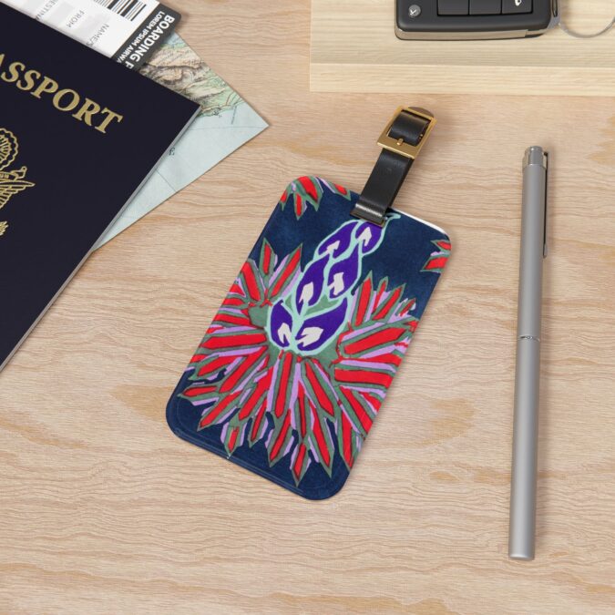 Red & Pink Abstract Luggage Tag - Image 4