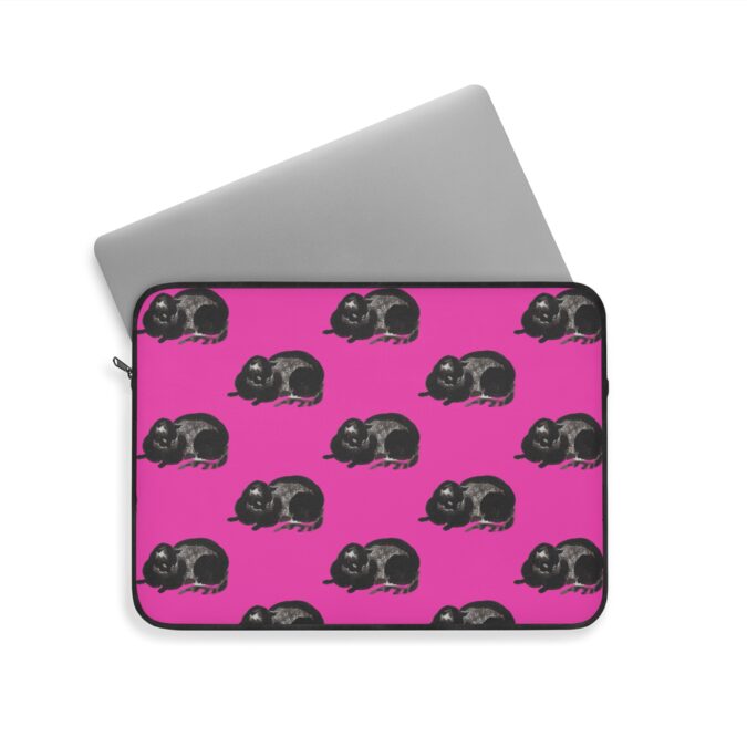 Black Cat Laptop Sleeve - Bright Magenta - Image 8