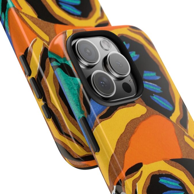 Orange, Black & Blue Abstract Phone Case - Image 70