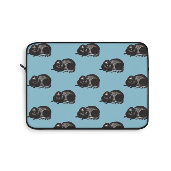 Black Cat Laptop Sleeve - Pale Blue - Image 4