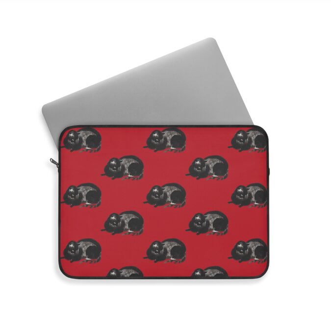 Black Cat Laptop Sleeve - Red - Image 8