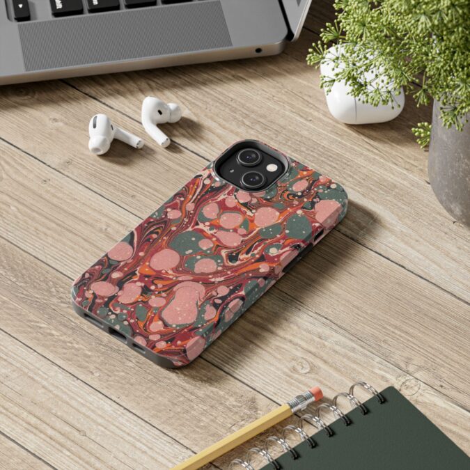 Marbled Paper Phone Case - Pale Pink & Moss Green - Image 46