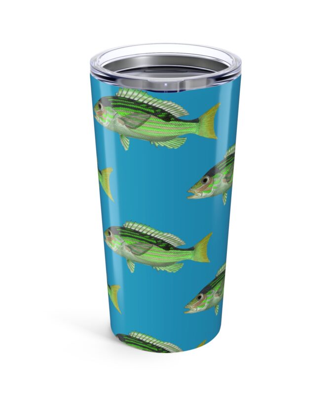 Patterned Prion Tumbler - Lime Green on Turquoise