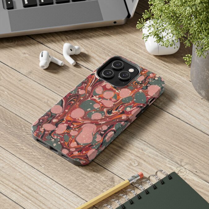 Marbled Paper Phone Case - Pale Pink & Moss Green - Image 50