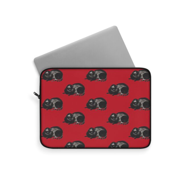 Black Cat Laptop Sleeve - Red - Image 2