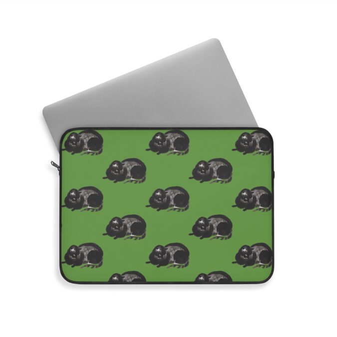 Black Cat Laptop Sleeve - Green - Image 8