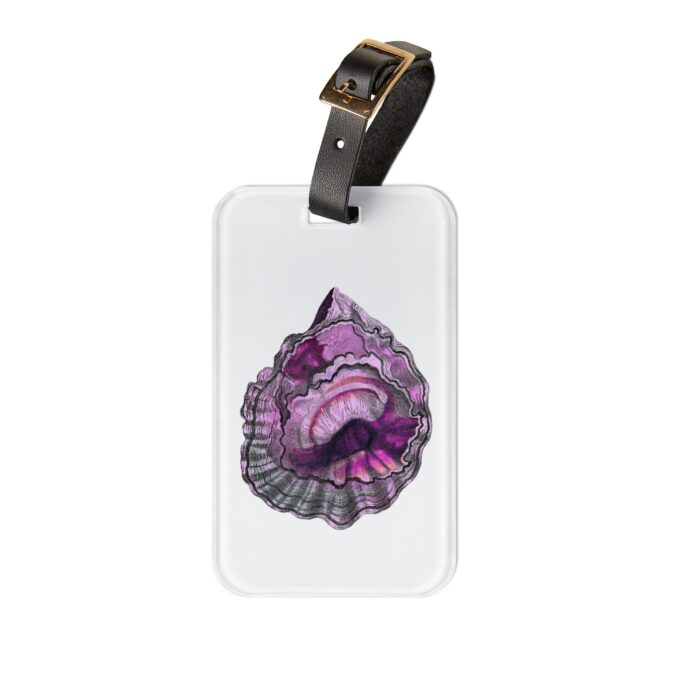 Pink Oyster Shell Luggage Tag - White