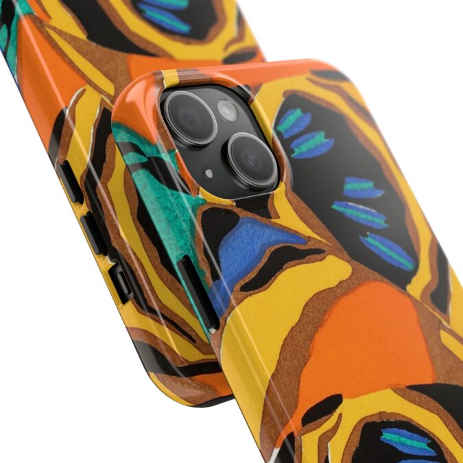 Orange, Black & Blue Abstract Phone Case - Image 62