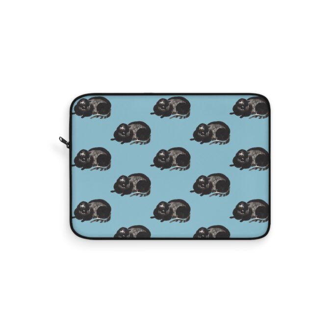 Black Cat Laptop Sleeve - Pale Blue
