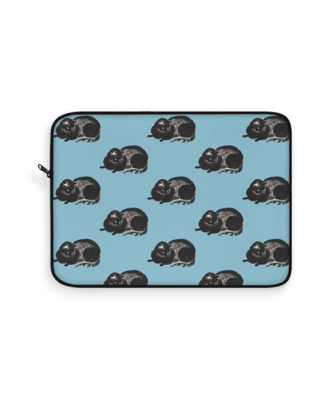 Black Cat Laptop Sleeve - Pale Blue