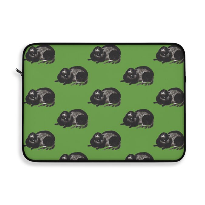 Black Cat Laptop Sleeve - Green - Image 7