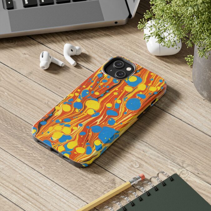 Marbled Phone Case - Orange, Yellow & Blue - Image 52